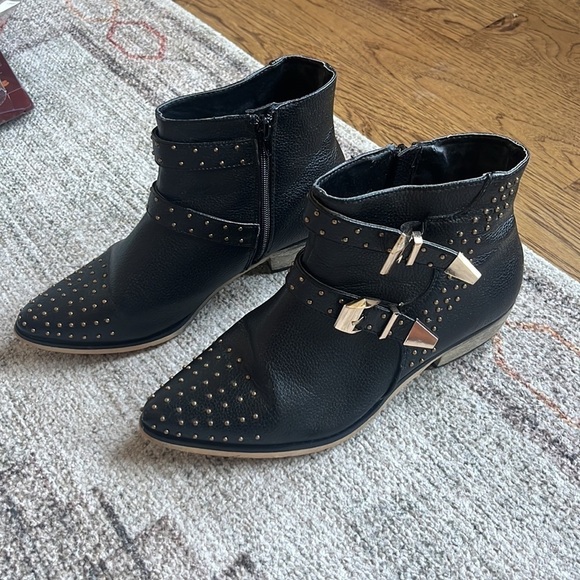 BUCCO . Alicia Studded Booties leather biker boot 7.5 - Picture 2 of 7